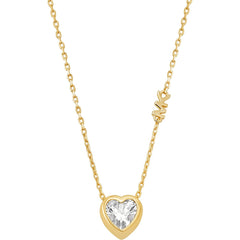 Michael Kors Kors Love Damen Halskette mit Herzanhänger Goldfarben und Zirkonia 
