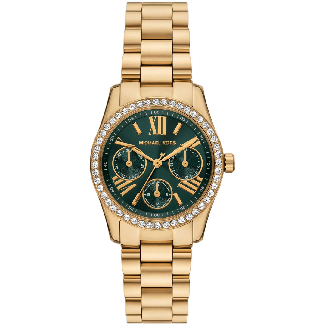 Michael Kors Lexington Lux Day Date Damenuhr Gold/Grün 33 mm – MK4924