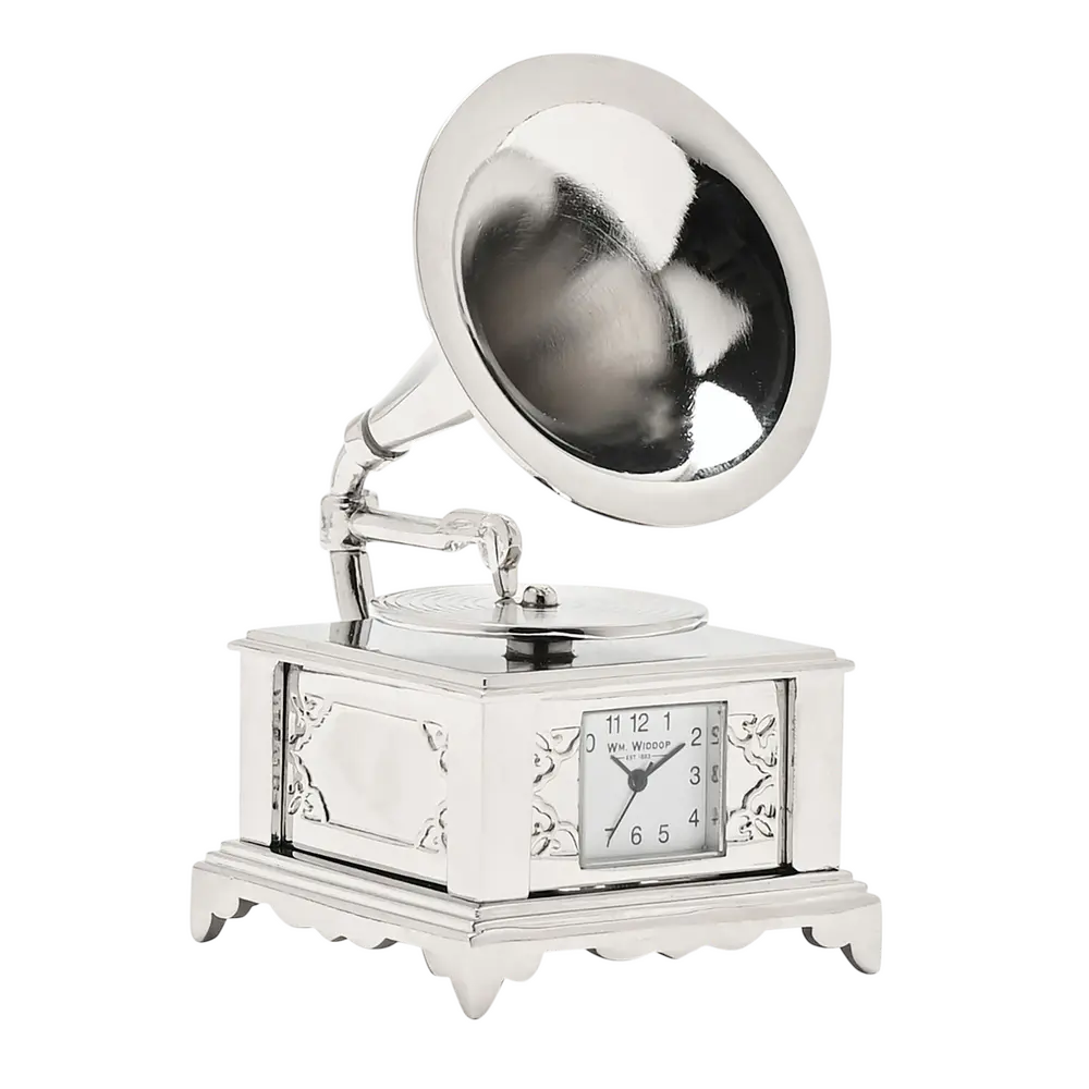 Miniaturuhr GRAMMOPHON silber - 26-0316
