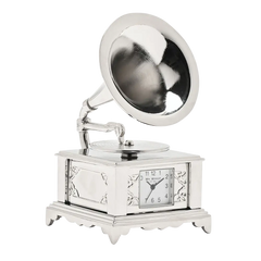 Miniaturuhr GRAMMOPHON silber - 26-0316