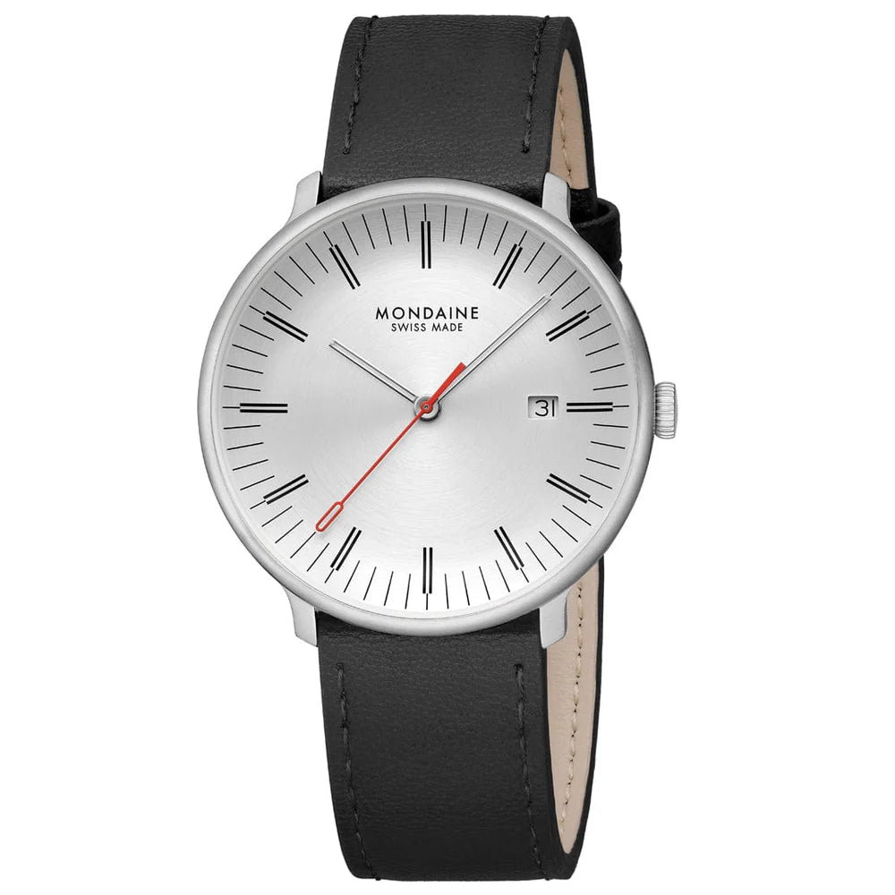Mondaine Doppio Silbrig / Schwarz Ø 41 Herrenuhr - MLE.41210.LBV