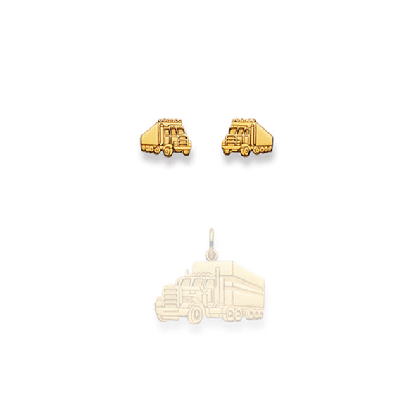 Ohrstecker Einzel Lastwagen – 750 Gelbgold, matt und poliert - 1163.01414/0007