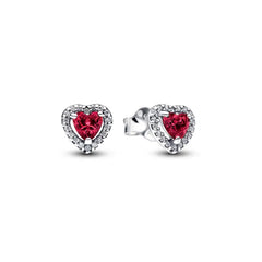 Pandora Erhabenes Rotes Herz Ohrstecker - 298427C04
