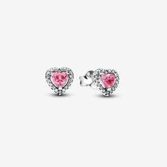 Pandora pink Erhabenes Herz Ohrstecker – 298427C02