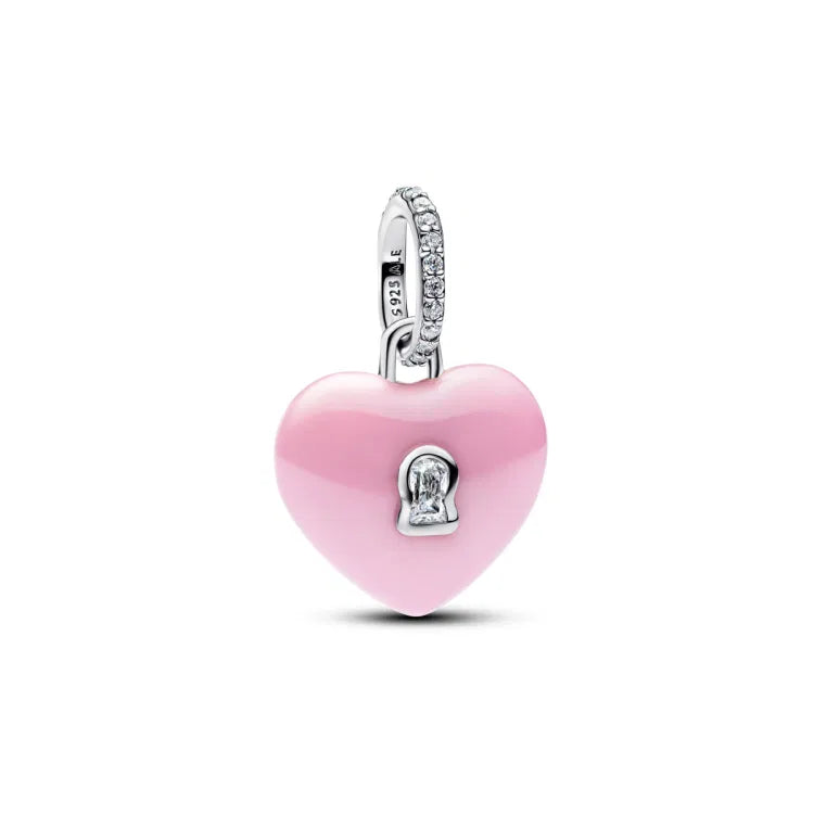Pandora Rosafarbenes Keramik Herzschloss Charm Anhänger - 794424C01