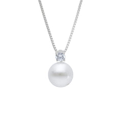 Perlen Silbercollier-Halskette mit Zirkonia