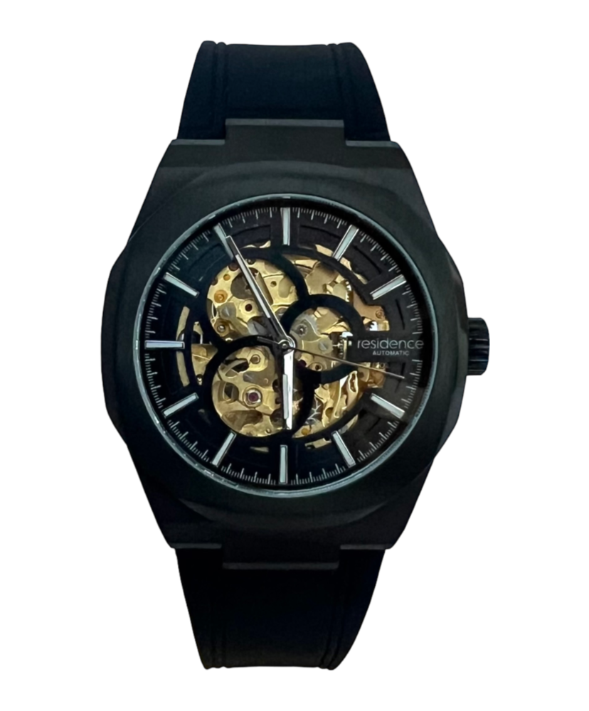 Residence Automatik Skelett Schwarz Gold Herrenuhr - AS 9237