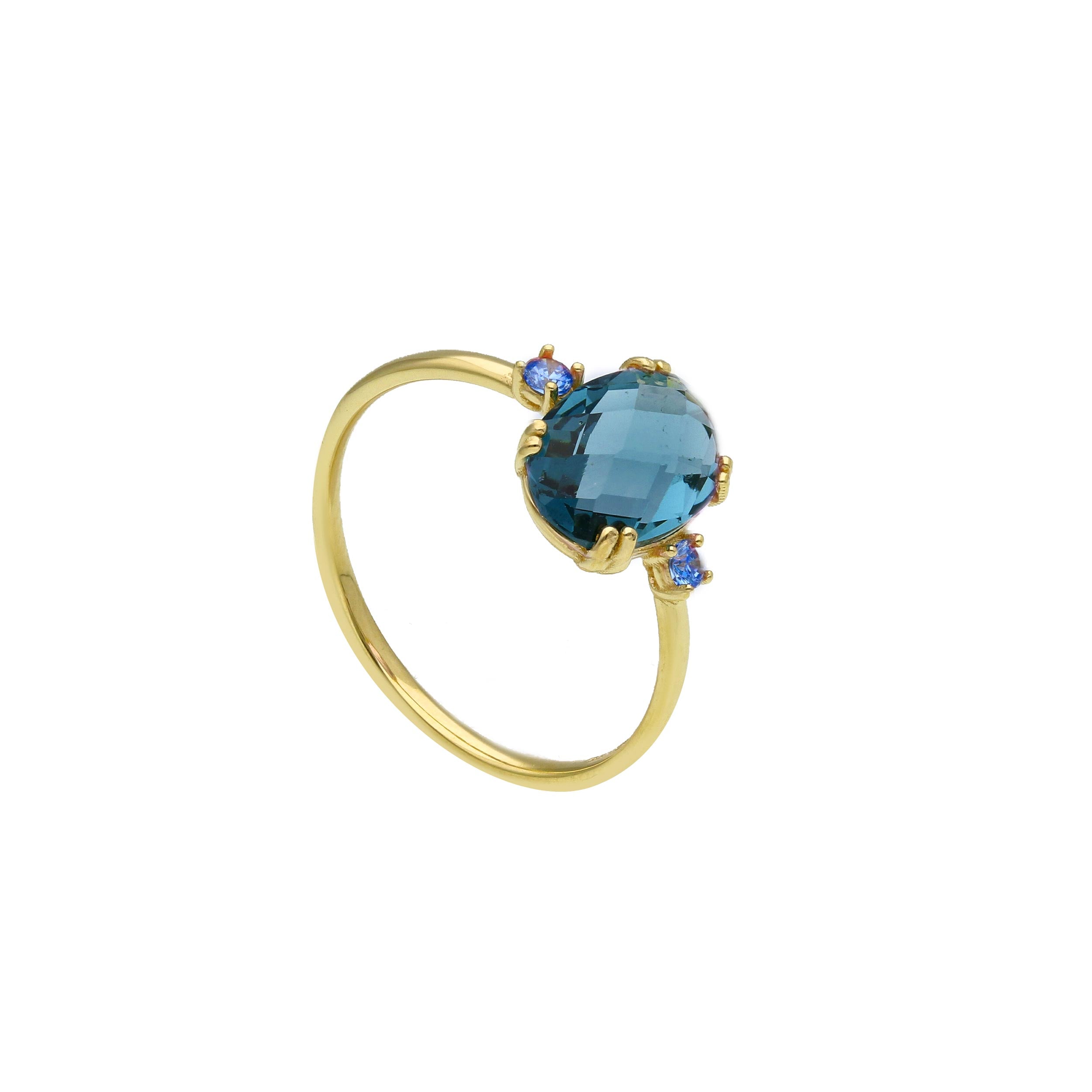 Damen Ring in 750/18 Karat Gelbgold mit gefassten Kristallen - 281661