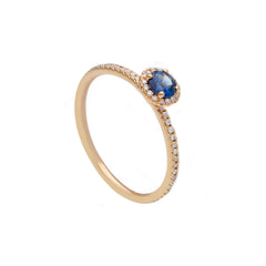 Rotgold-Ring aus 18 Karat mit Diamanten und Saphir - 270509ZR