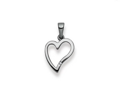 Pendentif coeur en or blanc 18 carats 750 avec diamant - 12x14 mm