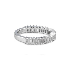 Bague étroite demi-éternité sertie de diamants de laboratoire baguette – Bague élégante avec diamants de laboratoire – 41063090