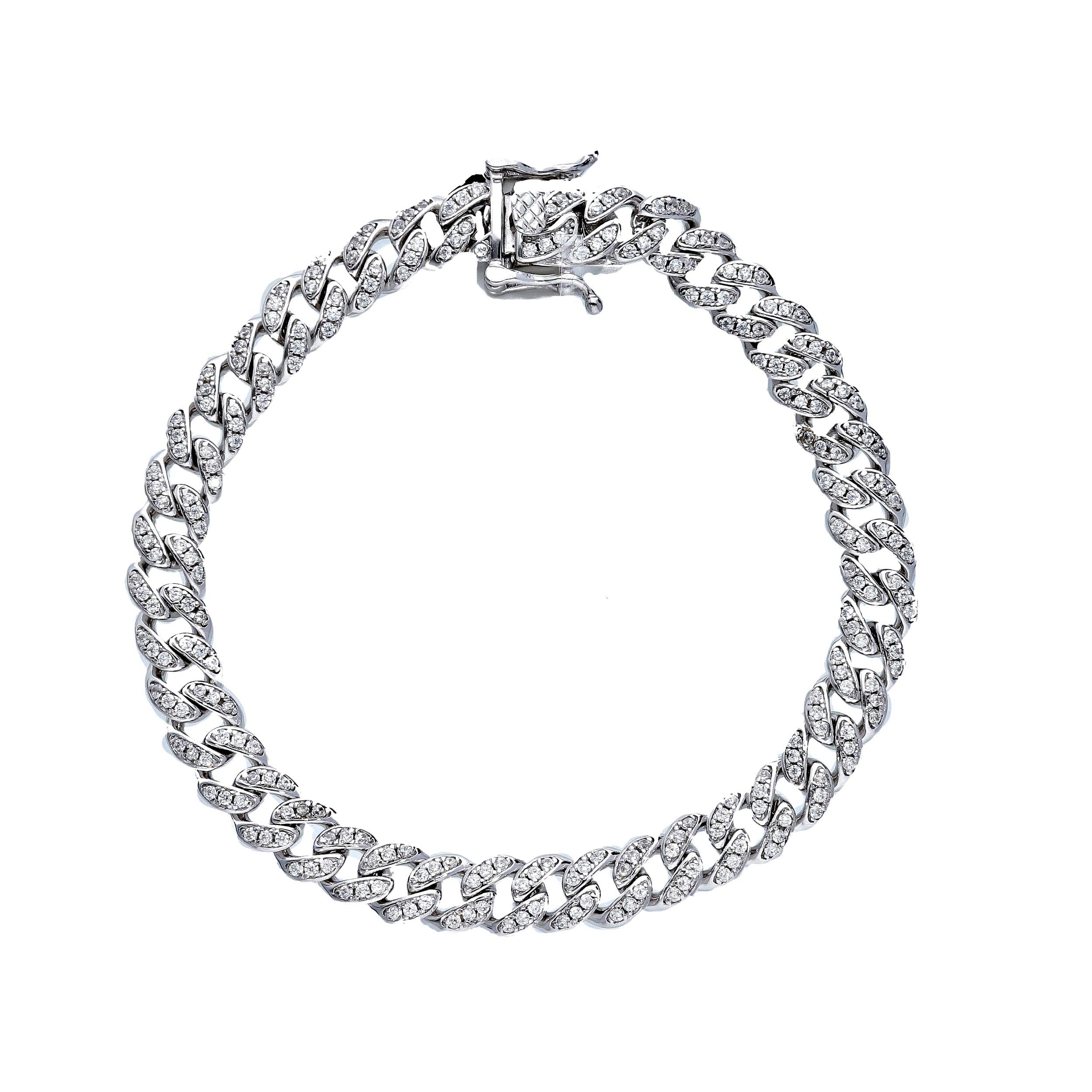 Silber Panzerarmband mit Zirkonia