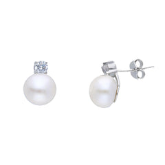 Boucles d'oreilles en argent avec perles et zircones