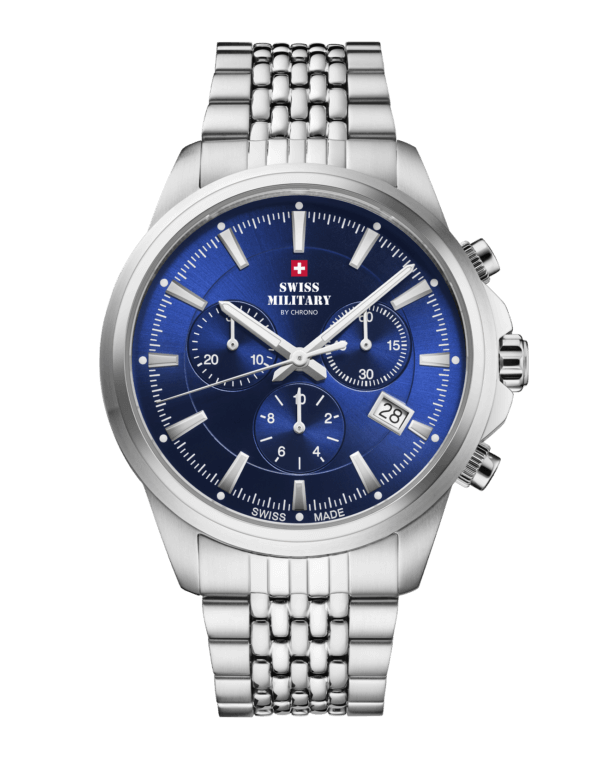 Swiss Military Klassische Chronographenuhr aus blauem Stahl - SM34107.03