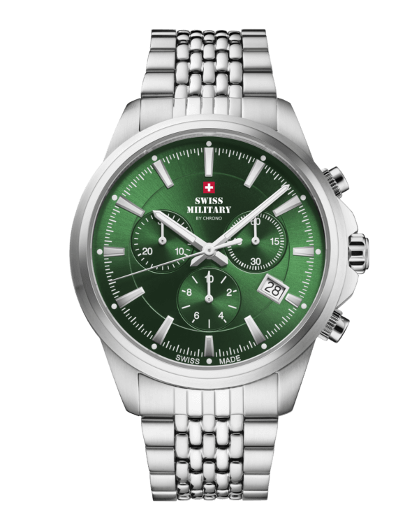 Swiss Military Klassische Chronographenuhr aus grünem Stahl - SM34107.04