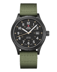 Swiss Military Klassische Uhr im Army-Stil, schwarzes Canvas - SM34108.07