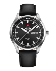 Swiss Military Schwarz Leder Herrenuhr - SM34116.04