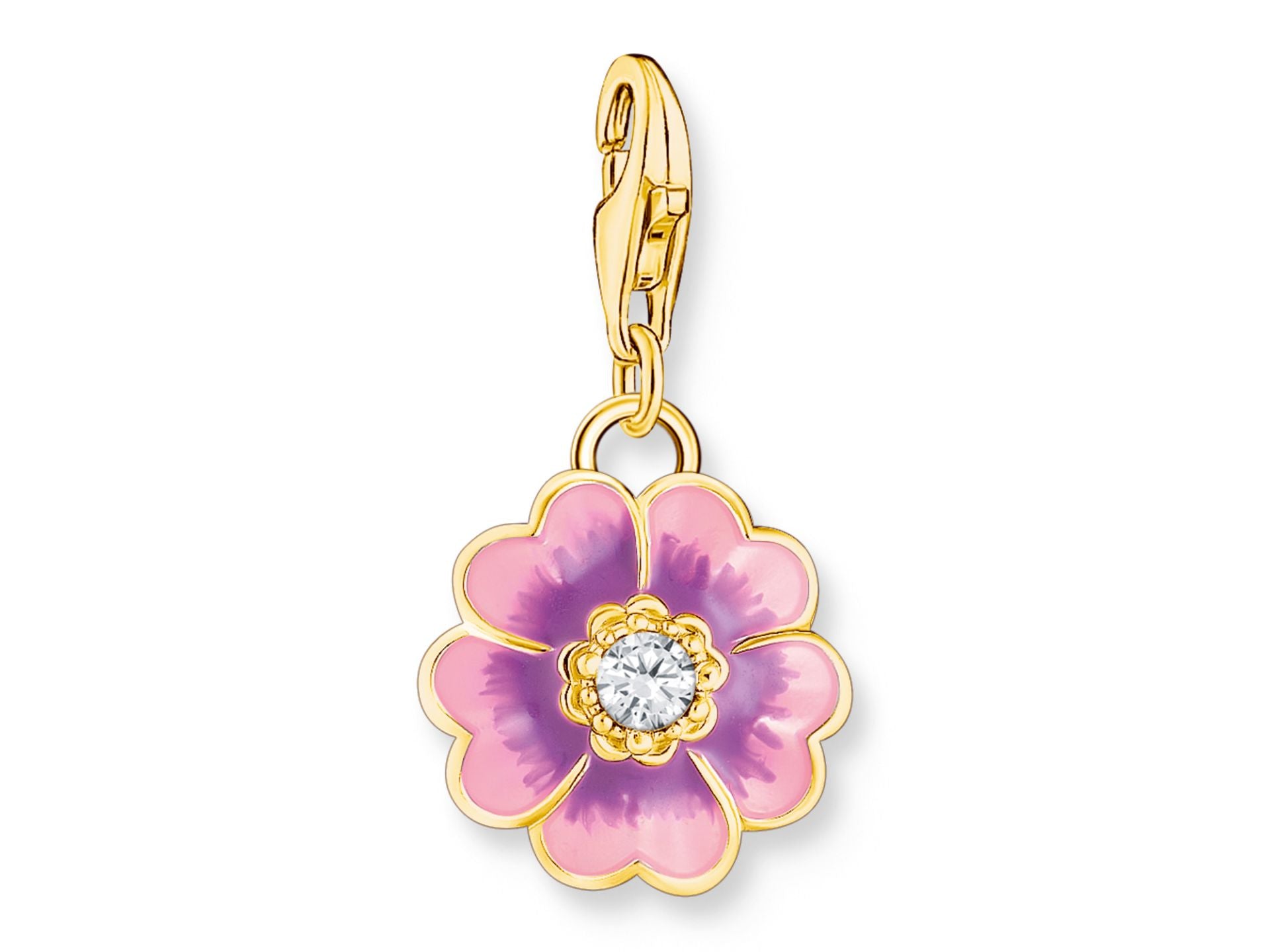 Thomas Sabo Charm-Anhänger Blume Flower Violett Silber 925 Vergoldet