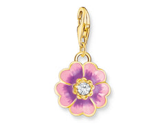 Thomas Sabo Charm-Anhänger Blume Flower Violett Silber 925 Vergoldet