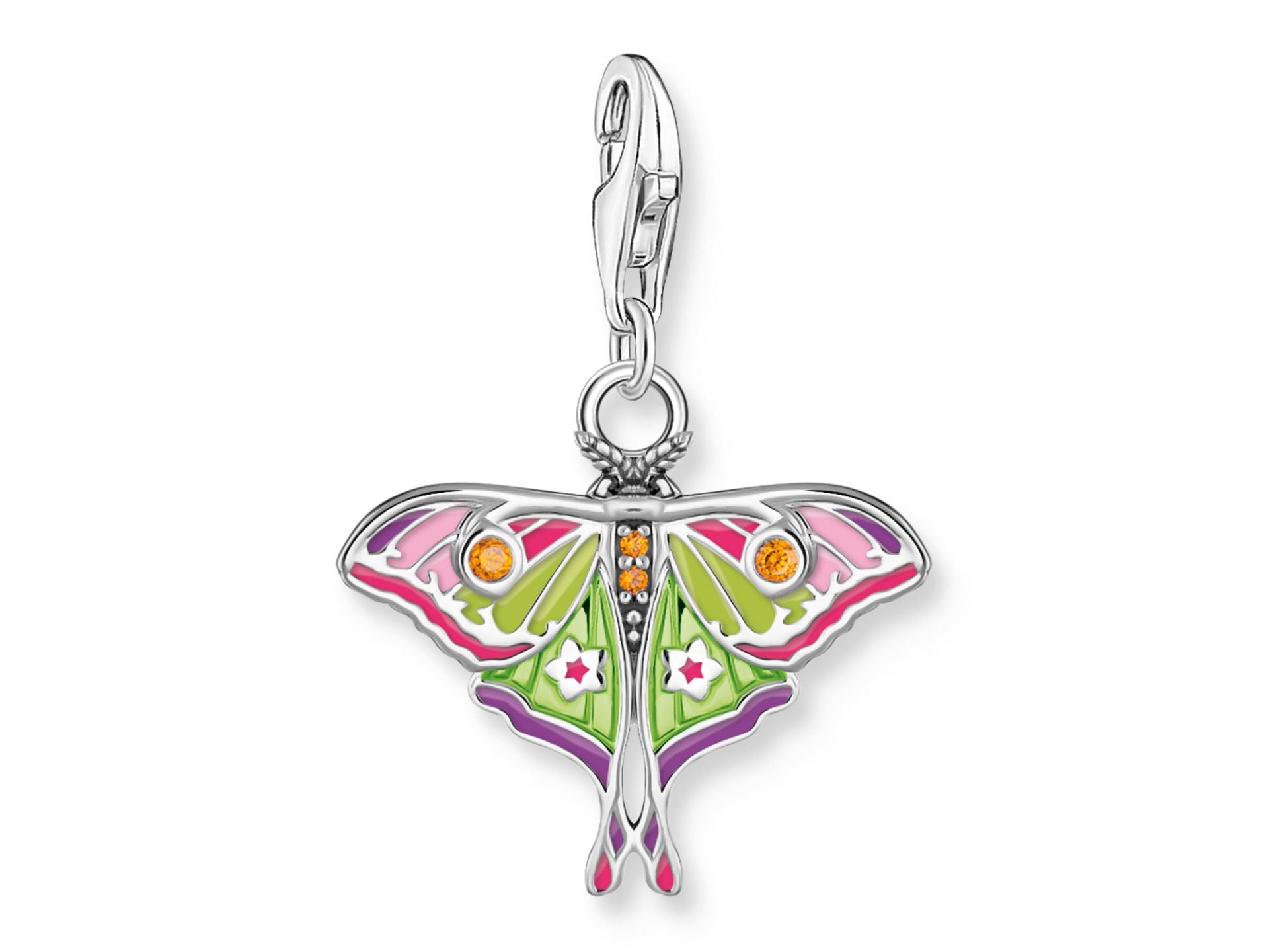 Thomas Sabo Charm-Anhänger bunter Nachtfalter Silber 925 mit Emaille und Zirkonia