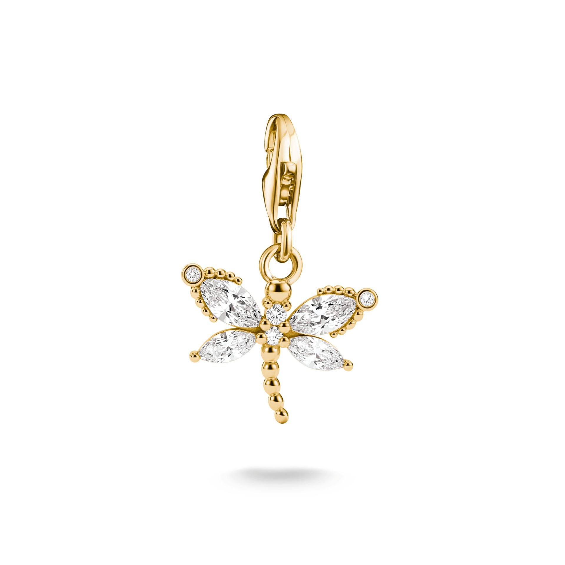 Thomas Sabo Charm Anhänger Libelle mit weissem Zirkonia 18K Vergoldet – 1872-M01-14