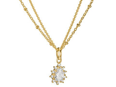 Thomas Sabo Doppelkette mit weissem Zirkonia in Tropfenform 18K Vergoldet