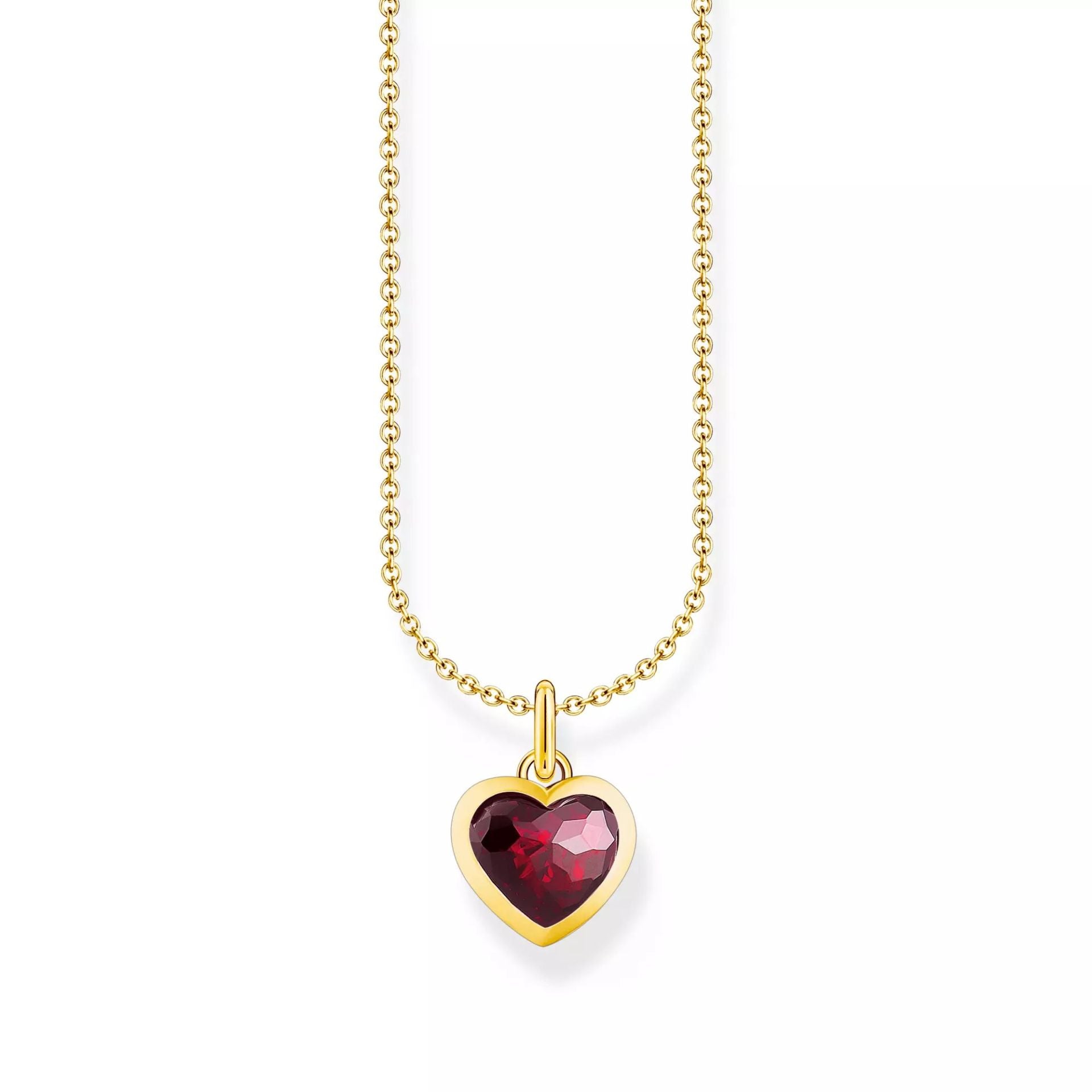 Thomas Sabo Halskette mit dunkelrotem Herz-Anhänger 18K Vergoldet – KE2268-414-10-L45V
