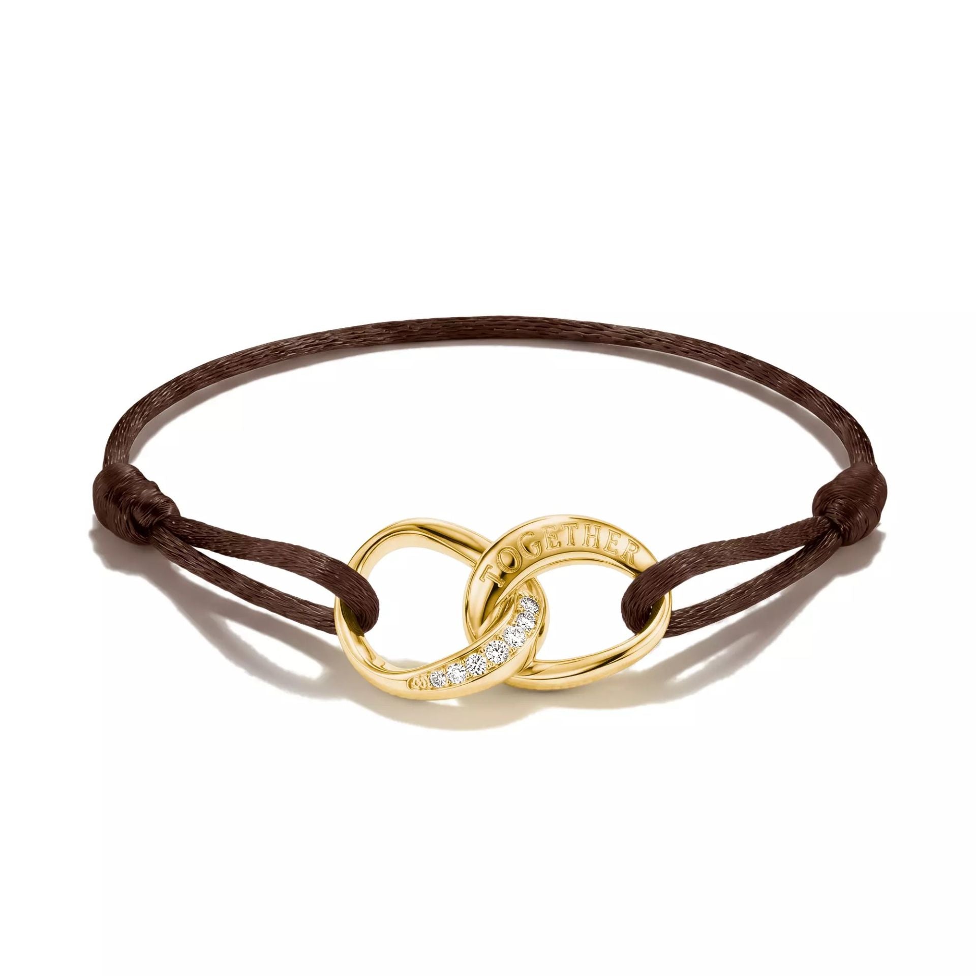 Thomas Sabo Together Textilarmband Grün 18K Vergoldet mit weissen Zirkonia