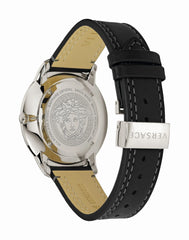 Versace V-Urban Schwarz Silber Herrenuhr aus Lederarmband - VELQ00119
