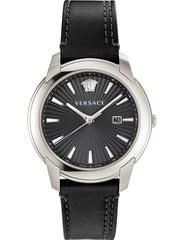 Versace V-Urban Schwarz Silber Herrenuhr aus Lederarmband - VELQ00119
