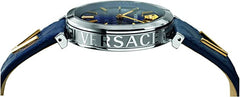 Versace Damen Uhr Gold Schwarz Leder V-Twist Elegant 