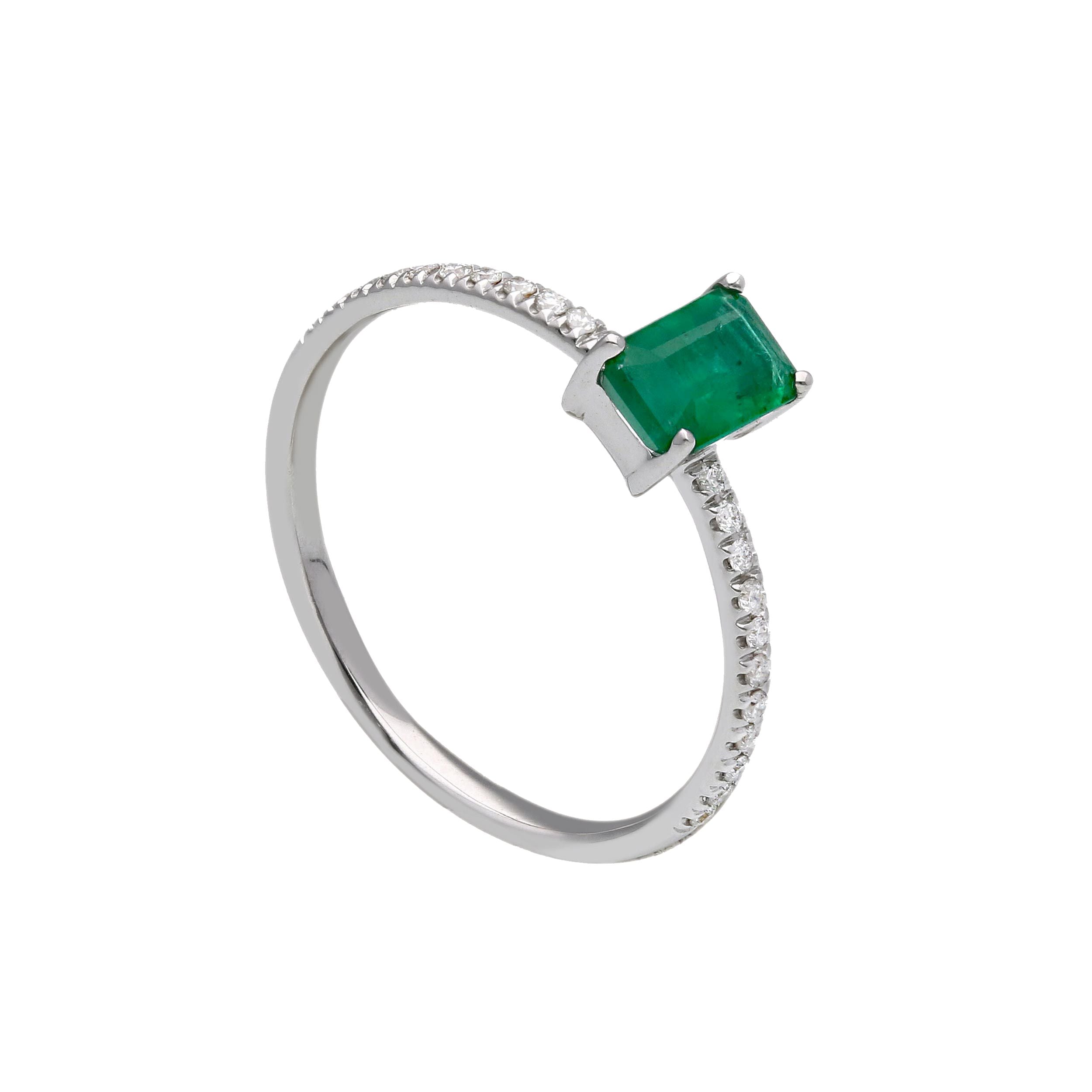 Weissgold-Ring aus 18 Karat mit Diamanten und Smaragd - 284918SB