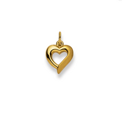 Pendentif coeur en or jaune 18 carats 750 avec diamant - 11x11 mm