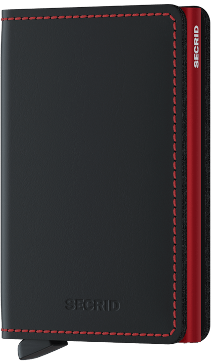 Secrid Slimwallet Matte Black-Red mit Gravur - SM-Black & Red