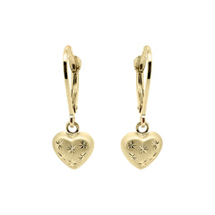 Baby Kinder Gelbgold Ohrring mit Herz, 9/375 Karat - GO-553