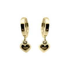 Boucles d'oreilles créoles avec coeur en or jaune 9 carats 375 - GO-356