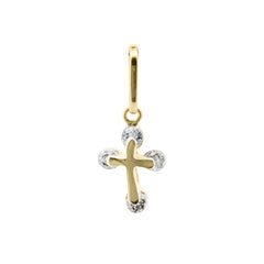 Baby Kinder Gelbgold Kreuz Anhänger mit Zirkonia Steine - GA-811