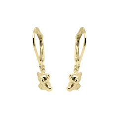 Baby Kinder Gelbgold Ohrring mit Teddybär, 9/375 Karat - GO-303