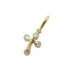 Baby Kinder Gelbgold Kreuz Anhänger mit Zirkonia Steine - GA-811