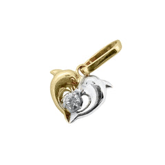 Pendentif dauphin en or jaune et blanc 9 carats 375