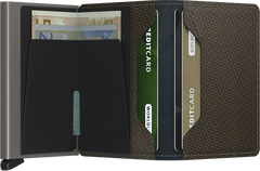 Secrid Slimwallet Carbon Khaki mit Gravur - SCa-Khaki