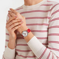 Mondaine Evo2 35mm, Unisex rote Lederarmbanduhr, MSE.35110.LC
