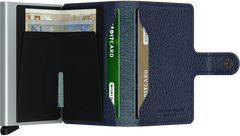 Secrid Miniwallet Vegetable Tanned Navy Silver mit Gravur - MVg-Navy-Silver