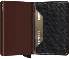 Secrid Slimwallet Saffiano Brown mit Gravur - SSa-Brown