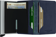 Secrid Slimwallet Vegetable Tanned Navy Silver mit Gravur - SVg-Navy-Silver