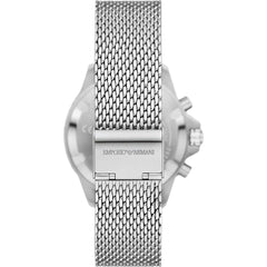 Emporio Armani Herrenuhr – Edelstahl Silber, 43 mm, Blaues Zifferblatt, Quarzwerk, 10 ATM, Luxus Designeruhr - AR11587