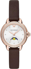 Emporio Armani Damenuhr aus Leder, Braun - AR11568