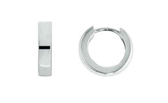 Boucles d'oreilles créoles en or blanc 18 carats 750 - 12 x 2,9 mm