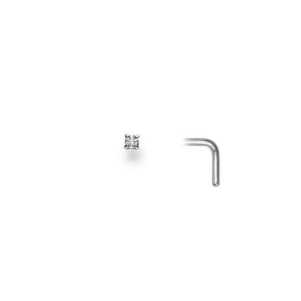 Nasenstecker mit Brillant 0.023 ct. in 750/18 Karat Weissgold 2 mm