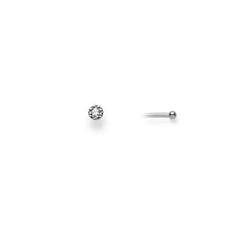 Piercing de nez avec diamant en or 18 carats -750 en or blanc 2,5 mm